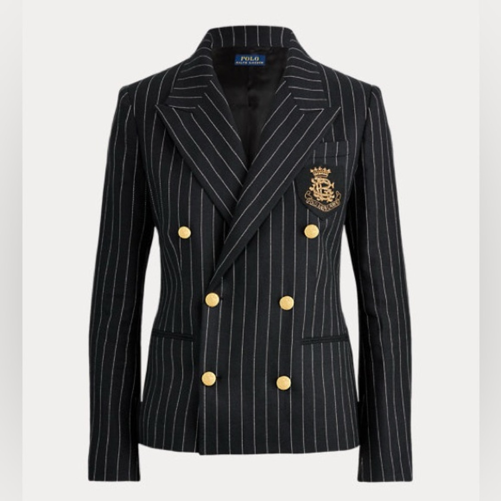 Polo Ralph Lauren black pinstripe linen blend blazer - Picture 3 of 9
